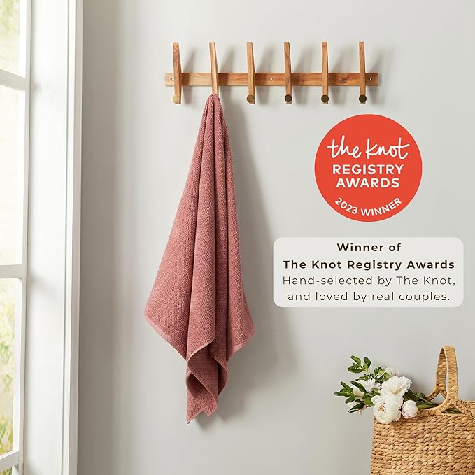 Great Bay Home Pink Washcloth- 100% Cotton 12-Pack 13x13 Wash Cloth - Absorbent, Quick-Drying, Durable Face Towels for Bathroom Decor - Low-Twist, Two-Ply Fibers (Desert Rose)