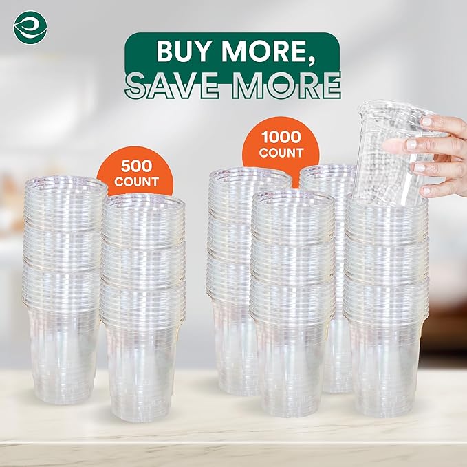 ECO SOUL 100% Compostable, Disposable Party Cups | Eco-friendly Party Cups (50, 16 Fl oz)