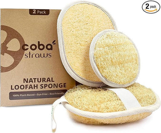 Natural Loofah Care Set – Exfoliating Body Scrubber Pads & Exfoliating Facial Scrubber | 100% Plant-Based Shower Luffa Sponge | Bath Loofah for Women & Men