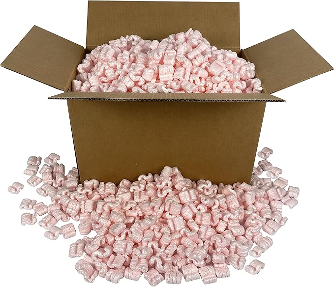 Pink Packing Peanuts, 3.5 Cubic Feet, Anti-Static S Shaped Cushioned For Shipping, Void Filling & Storage, Pink Packing Peanuts Popcorn