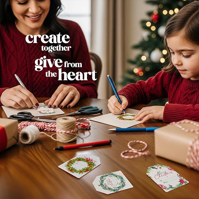 Christmas Plantable Gift Tags with Wildflower Seeds – Writable, Plantable Merry Christmas Tags, 4 Festive & Ornament Designs, Perfect for Holiday Gifts, Family & Friends (24 Tags (6 per Design)