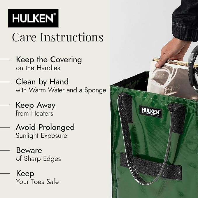 HULKEN - (Medium, Forest Green) Reusable Grocery Bag On Wheels, Shopping Trolley, Rolling Tote, Zipper Closure, Lightweight, Carries Up to 66 lb, Folds Flat, Unbreakable Handles