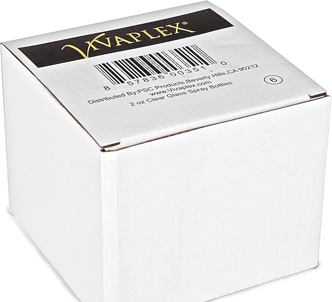Vivaplex, 6, Clear, 2 oz Glass Bottles, with Black Fine Mist Sprayers