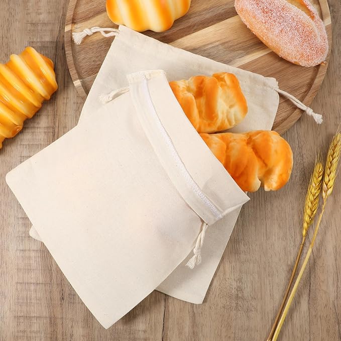 20 Pcs Cotton Storage Bags,8X10 inch Cotton Drawstring Bags,Reusable Produce Bag,Washable Muslin Storage Bag,Natural Canvas Fabric Sachet,for Vegetables Fruit & Grocery Shopping Home Supplies