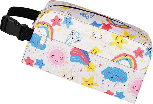 Small Insulated Snack Bag Lunch Box,Collapsible Reusable Small Lunch Bag with Snap Buckle Handle for Beach Travel Picnic,Rainbow 5-Can(3L)
