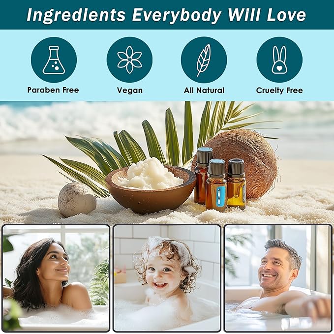 Spa Gift Baskets For Women - Luxury Bath Set With Ocean & Coconut - Spa Kit Includes Body Wash, Bubble Bath, Lotion, Body Butter, Soap, Body Spray, Shower Puff, and Towel