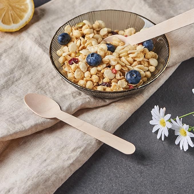 100% Compostable Wooden Cutlery Set - 300 Combo Utensils Disposable Wood Silverware, Eco Friendly, Party Flatware Recyclable Sustainable(Formerly FULING)