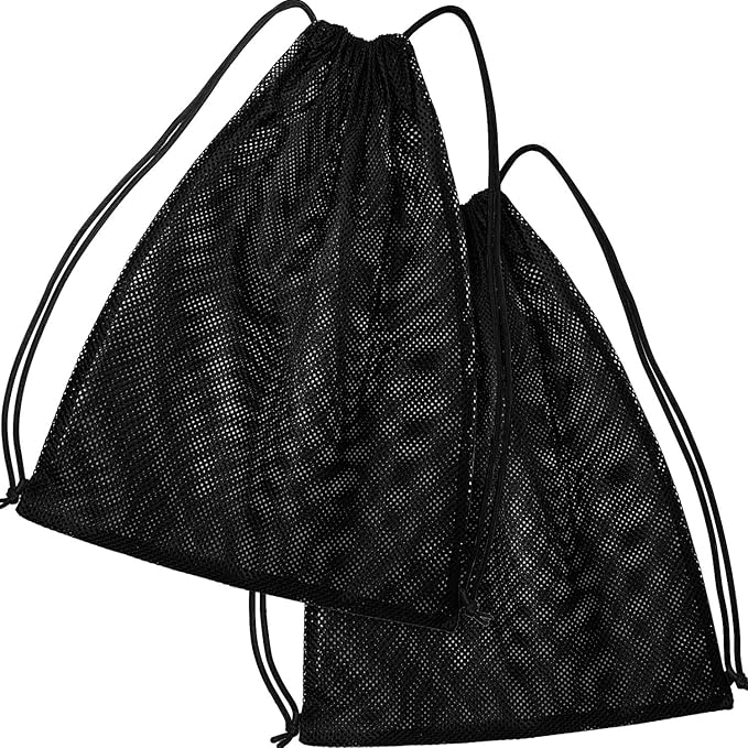 Frienda Mesh Drawstring Backpack Bag Multifunction Mesh Bag for Beach, Swimming, Gym, Clothes, Travel, Workout Gear (Black)