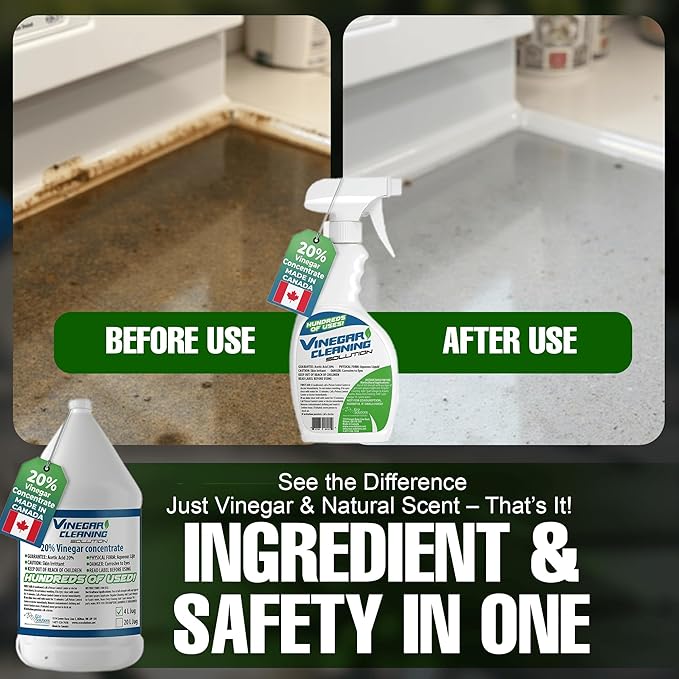 Eco Solutions Vinegar Cleaning Solution - all purpose household cleaner, 20% concentrated vinegar - 4 Litre Jug (1.06 gallons)