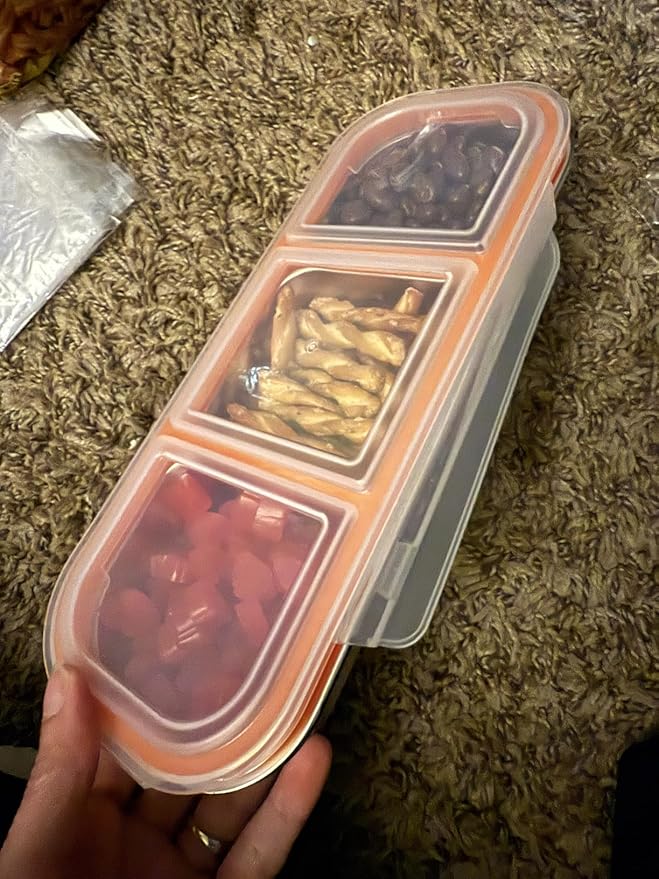 Palksky Snackle Box Container Stainless Steel, Reusable Snack Containers with Lids, 3 Compartment Divided Food Storage Containers for School, Home, Travel