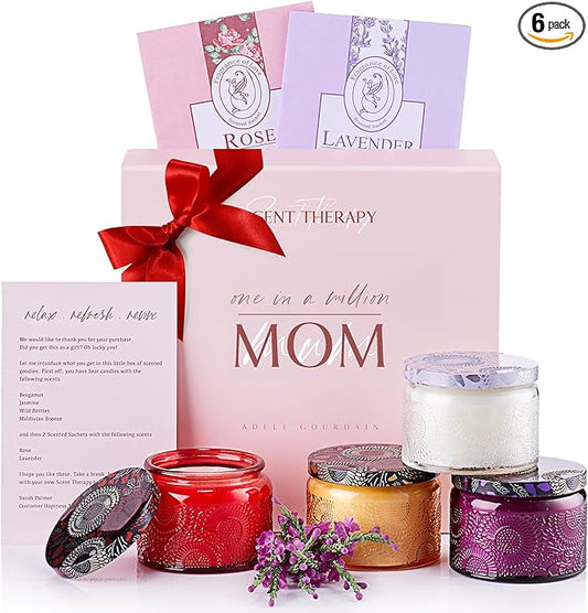 Scented Candle Set - 4-Pack, Purple Box - Aromatherapy Scents for Birthday Gifts for Mom - Over 160-Hour Burn Time for Mom Birthday Candles, Relaxation & Holiday Gift Christmas