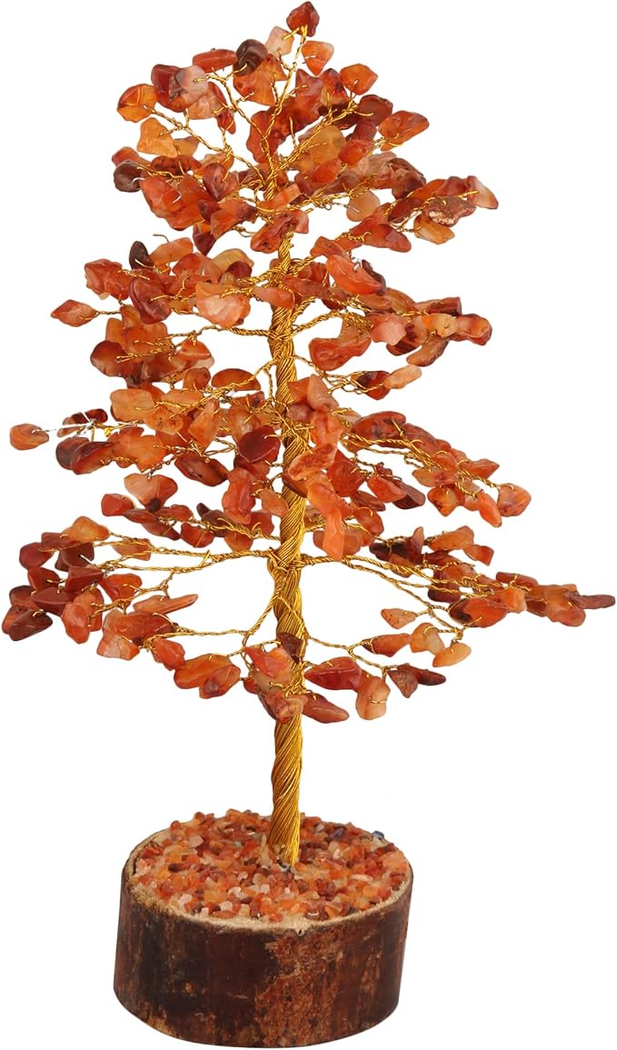 FASHIONZAADI Carnelian Crystal - Good Luck Gems - - Crystal Tree - Meditation Room Decor- Money Tree - Feng Shui Decor - Spirtual Things - Crystals and Stones