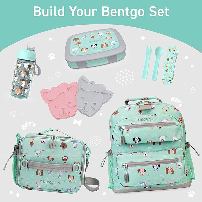 Bentgo Kids Water Bottle - Leak-Proof, Durable Tritan, BPA-Free 15 oz. Cup for Kids/Toddlers Ages 3+, Safe Sip Spout, Carrying Handle, & Dishwasher Safe for School, Sports, Daycare & Camp (Puppy Love)