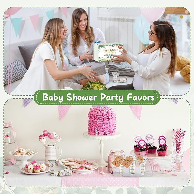 VESPRO 50 Sets Baby Shower Hand Cream Bulk Gifts, Bridal Party Gifts and Wedding Favors for Guests with Thank You Card and Organza Gift Bags, Small Gifts for Women