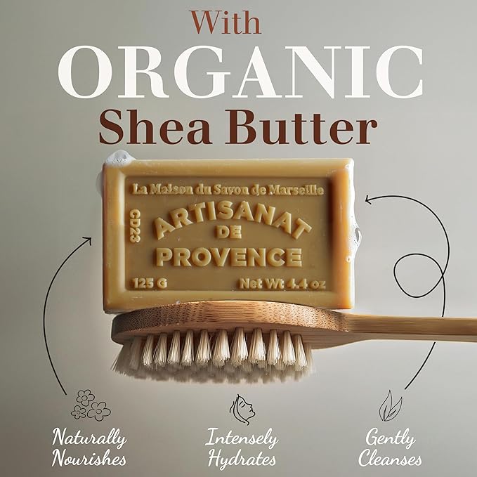 Hand & Body Soap Bars Trio - Orange Blossom Moisturizing French Soap with Organic Shea Butter - Rich Creamy Lather - 97% Natural Ingredients - Solid Bath Cleanser Made in Provence - 3x4.4 oz