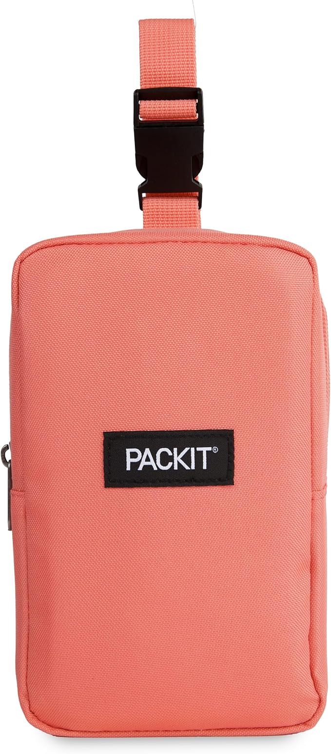 PackIt Freezable Upright Snack Box, Papaya, Built with ECOFREEZE Technology, Fully Freezable, Collapsible, Reusable, With Top Buckle Handle and Top Load Design, For Perishable Snacks On the Go
