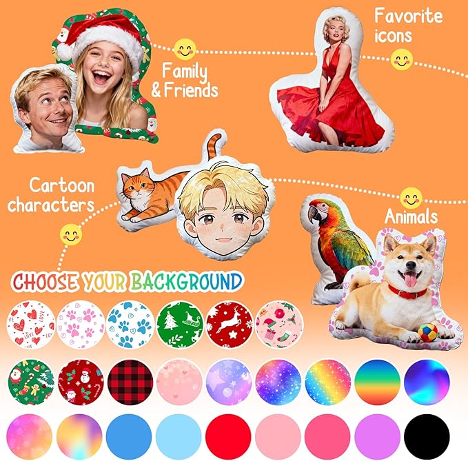 Custom Pillow, Personalized Pillows with Picture, White Elephant Gifts, Christmas Decor, Custom Face Body Pet Pillow, Customized Christmas Birthday Gifts for Boyfriend, Kids, Mom, Dad