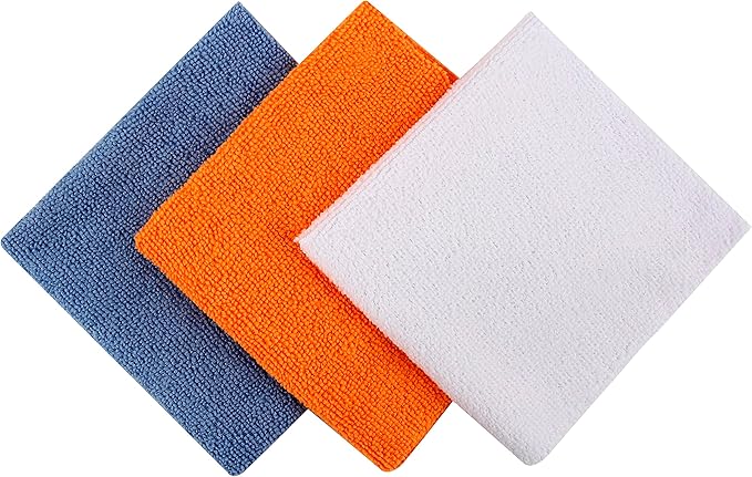 Tricol Clean Profesional Resuable Lint Free Microfiber Edgeless Cleaning Cloth Rag 50PK in Dispenser Box for Housekeeping, Car Cleaning (12 * 12 Inches), White