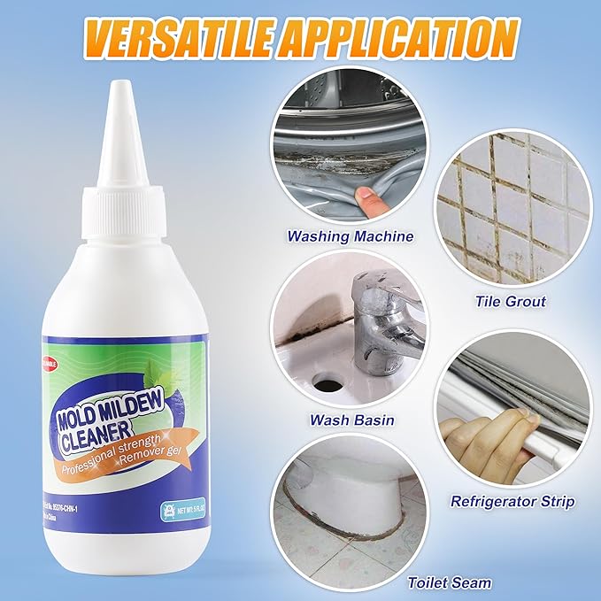 Black Stain Remover Gel for Household Shower, Kitchen Sinks, Walls, Tiles, Grout, Bathrooms, Washing Machine and Refrigerator Strips - 5 Fl.Oz