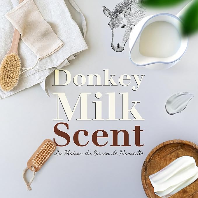 Hand & Body Soap Bars Trio - Donkey Milk Moisturizing French Soap with Organic Shea Butter - Rich Creamy Lather - 97% Natural Ingredients - Solid Bath Cleanser Made in Provence - 3x4.4 oz