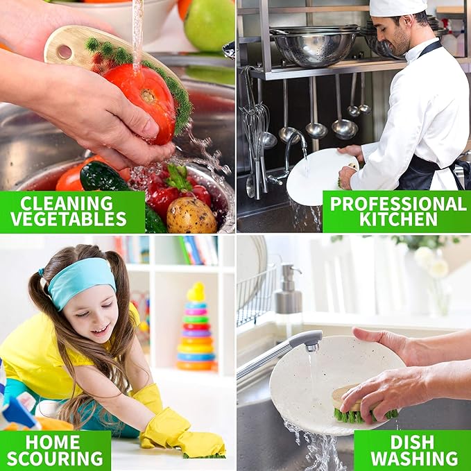 KONEX Veggie Brush - Fruit & Vegetable Produce Brush, Potato Scrubber | Food with Beechwood Handle | Mushroom, Potato Scrubber, Carrot or Corn Cleaner (Pack of 1)