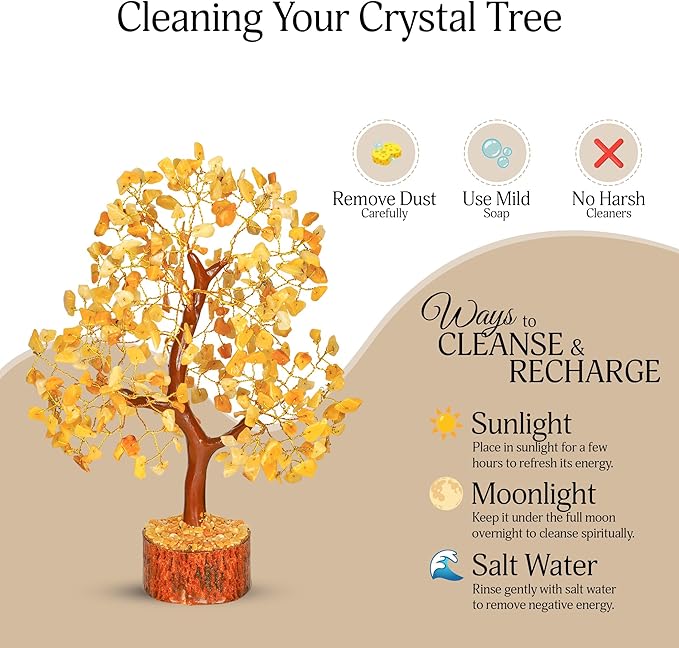 Yellow Aventurine Crystal Tree - Chakra Stones - Crystal Tree of Life - Crystals and Stones - Holistic Gifts for Women - Spiritual Room Decor - Gemstone Tree - Crytals and Gemstones - Good Luck Gifts