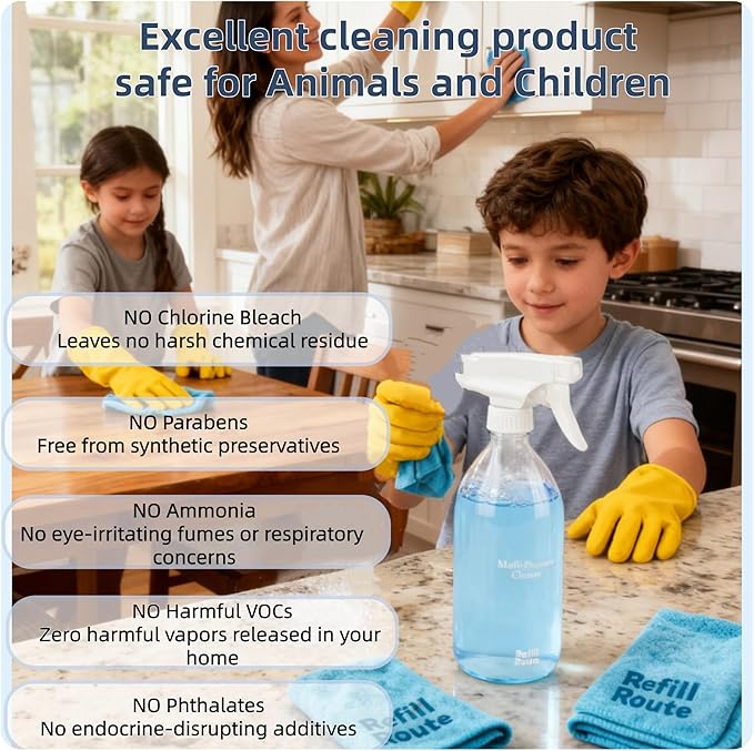 Eco-Friendly All Purpose Cleaner Tablets Refill – Multipurpose Cleaner Spray Concentrate for Kitchen, Bathroom & Home –Plastic-Free, Family Safe Multipurpose Cleaner – 12 Pack (Ocean Breeze)