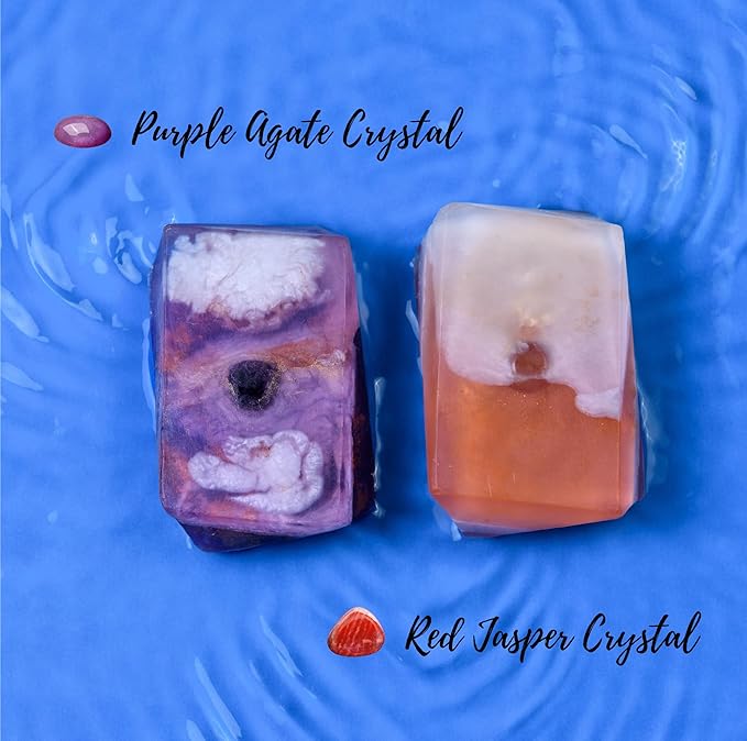 Rock Soap Gift Set of 2- Mothers day Gift- Decorative Scented Gemstone Soap with Crystals Inside- with Natural Ingredients & Essential Oil