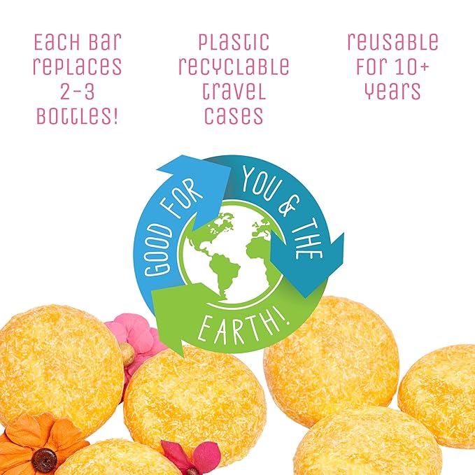 Sweet & Sassy 3 Shampoo Bars. Made in the USA. All Natural, Organic, SLS Free, Plastic Free, Safe for Color Treated Hair - Sun Kissed.