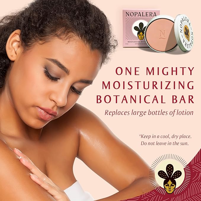 Nopalera Jasmine Lotion Bar, Solid Plant-Based Body Moisturizer with Nopal Cactus Oil, Clean Vegan Formula, Pink, 2.2 oz, As Seen on Shark Tank