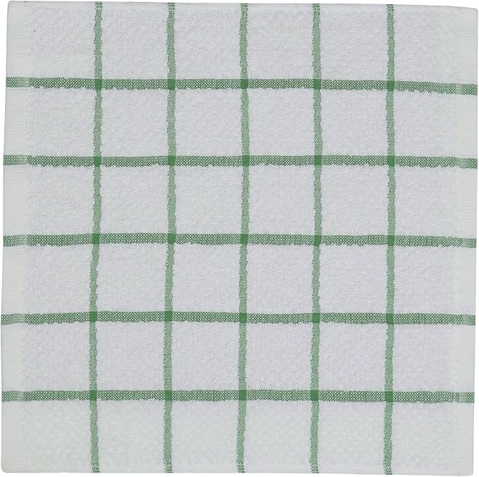 Cleaning Rags Cleaning Cloths for Cleaning House, Cotton Dish Cloths Dish Rags for Washing Dishes, Set of 8, Light and Soft Terry Kitchen Washcloths Kitchen Rags,12 Inch x 12 Inch (Green Set
