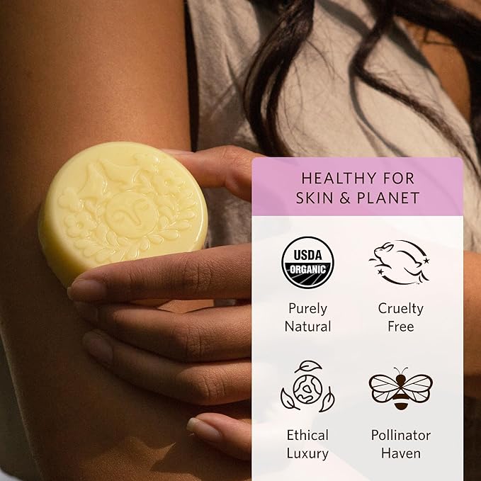 Moon Valley Organics Herbal Lotion Bar in Lavender, Moon Melt Bar, Calendula and Comfrey, Beeswax, Heal and Restore Chapped Skin, Soothing