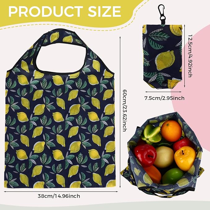 Tanlade 50 Pcs Reusable Grocery Bags Large Foldable Polyester Tote Bag Heavy Duty Washable Shopping Bags with Pouch Attached