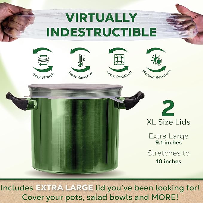 unwasted Reusable Silicone Lids (X-Large) – Upgrade Your Kitchen Gadgets with Our Covers for Food Storage – Reusable Stretch Lids and Food Covers for Containers Up to 11” (Pack of 2)
