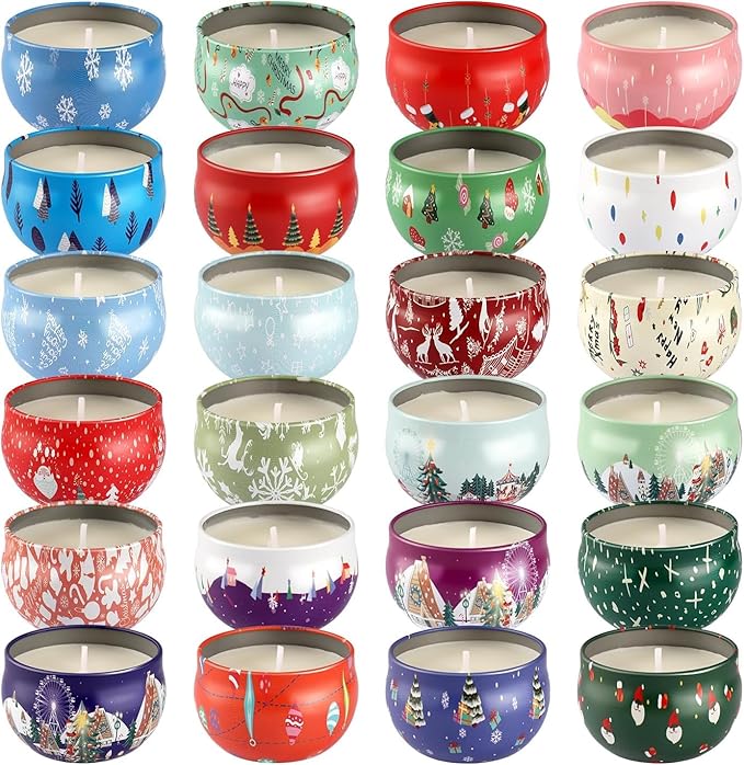 Christmas Candle Advent Calendar 2025 24 Days ScentedTumbler Candle Countdown to Xmas Natural Soy Wax,Christmas Gifts for Adult Women and Men Season & HolidayGifting