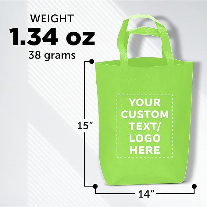 DISCOUNT PROMOS Large Reusable Heavy Duty Tote Bag Set of 10/50/100, Personalized Bulk Pack