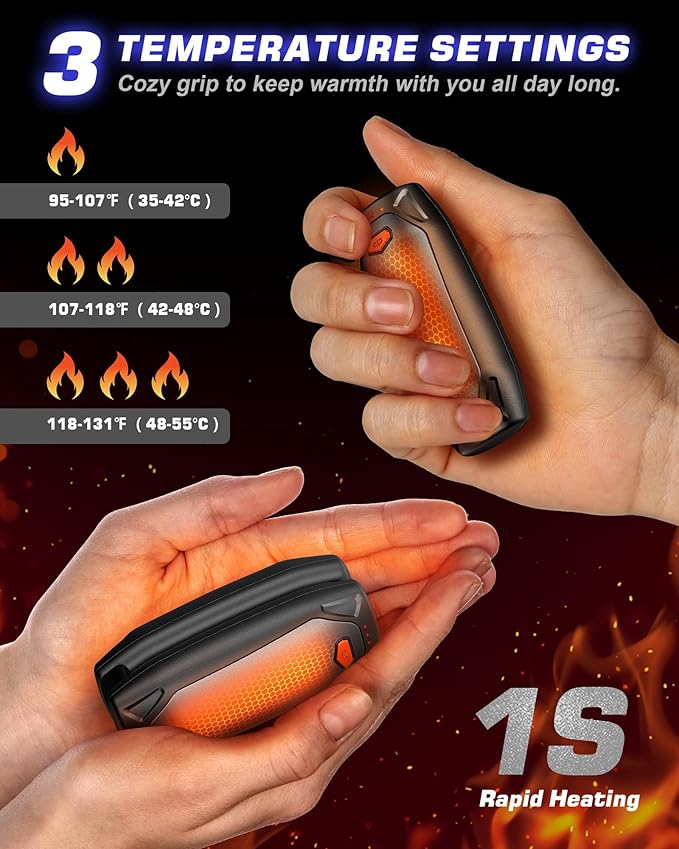 Kesguar Hand Warmers Rechargeable - 2 Pack 14000mAh AI Electric Hand Warmers with Charging Case, Magnetic 2 in 1 Pocket Handwarmers, Portable Heater Gifts for Women/Men/Golf/Camping/Hunting
