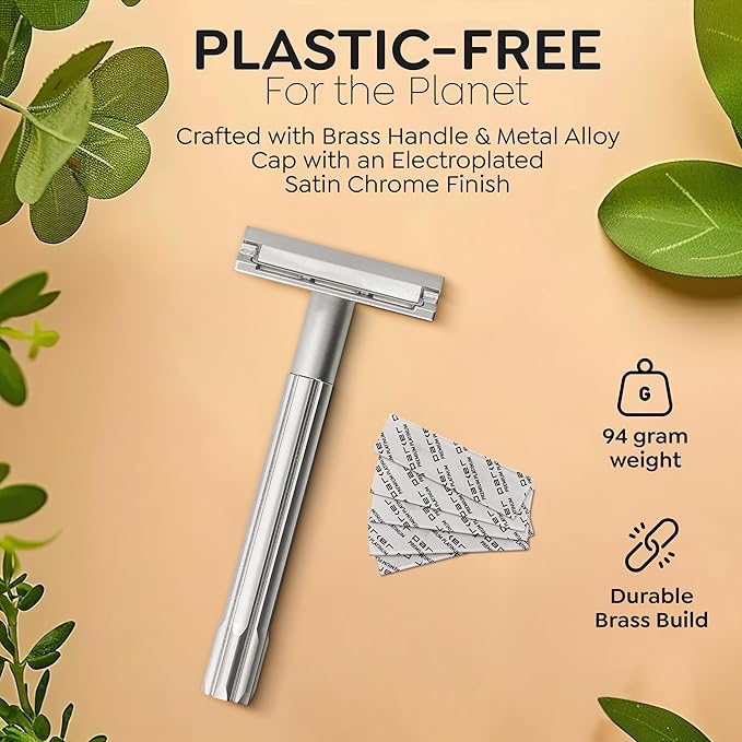 Parker Safety Razor, The SOLOEDGE – Single Edge Razor with Magnetic Head & 100 Platinum SE Blades – Precision Shaving, Reusable & Plastic-Free Razor for Men & Women