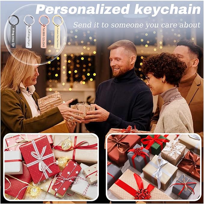 Custom Keychain Double Sided Personalized Picture Text Keychains Engraving Photo Key chains Gifts for Women Boyfriend