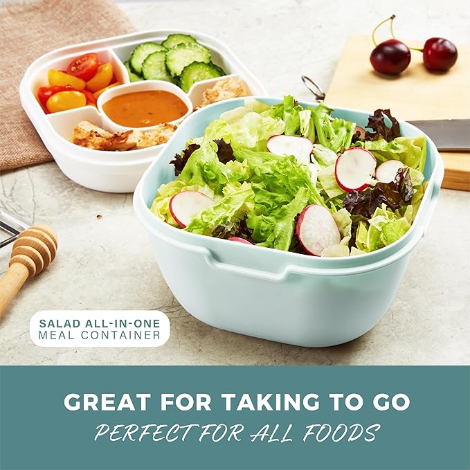 Responsible Products Leak Resistant Bento Box with Tableware for Adult - Teens, Insulated Lunch Box for Women - Men - Girls - Boys, BPA Free, Dishwasher Safe, Microwave Safe, Freezer Safe, 46 oz