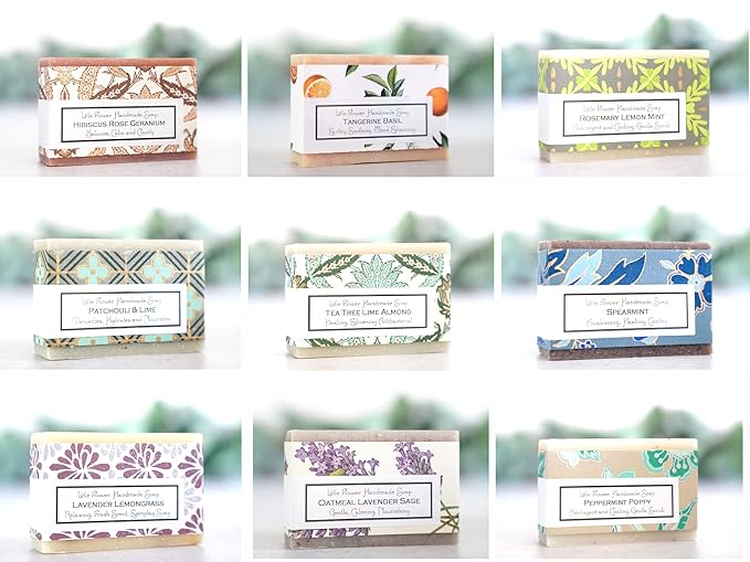 Holiday Handmade Soap Gift Set – 5 Natural Essential Oil Bar Soaps for Women or Men, Small Christmas Gift Set, Stocking Stuffer, Spa Self Care Present for Mom, Wife, Friend, Teacher