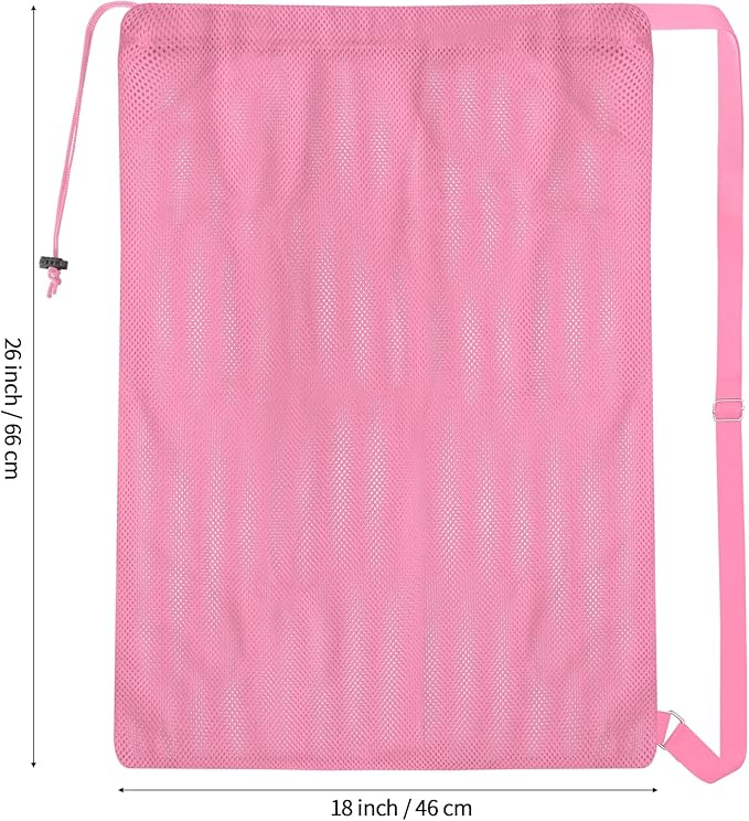 2 Packs Swim Bag Mesh Drawstring Backpack Oversized 18" x 26", Large Mesh Drawstring Backpack for Beach, Swimming, Gym, and Workout Gear (Pink)