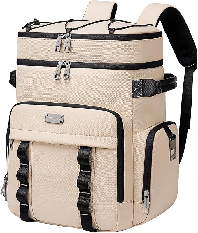 Weitars Insulated Cooler Backpack,Double Deck Waterproof Soft Cooler Bag,Backpack Coolers Leak Proof Lunch Backpack for Men Women for Travel,Camping,Picnic,Beach,Picnic,Outdoor 31L/52 Can