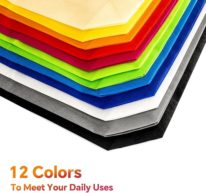 24 Pack Reusable Grocery Bags, Colorful Non-Woven Shopping Bags, Foldable Tote Bags Bulk