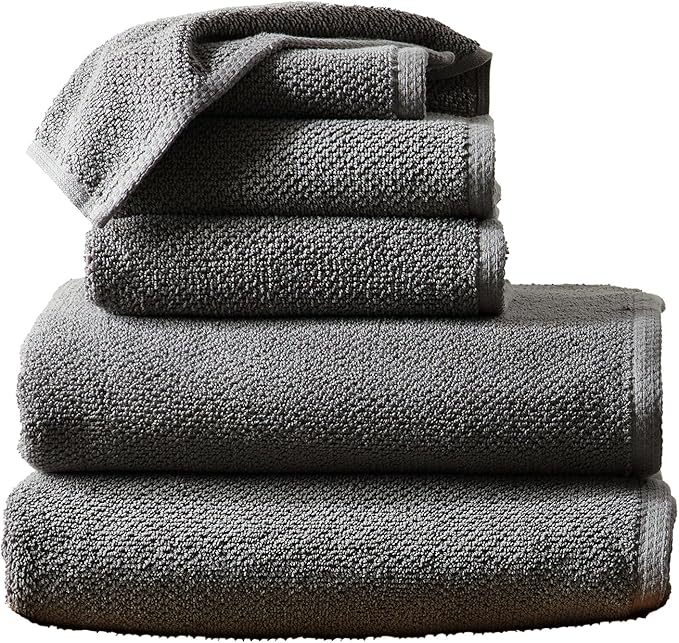 Great Bay Home Grey Bath Towel Set – 100% Cotton 6-Piece Set, Absorbent & Quick-Drying, Soft & Durable
