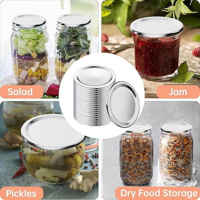 60 PCS Regular Mouth Mason Jar Lids, Compatible with Mason Jar Vacuum Sealer, Vacuum Seal Mason Jar Lids Only, Replaceable Mason Jar Vacuum Sealer Lid, Canning Lids Regular Mouth, No Date Reminder