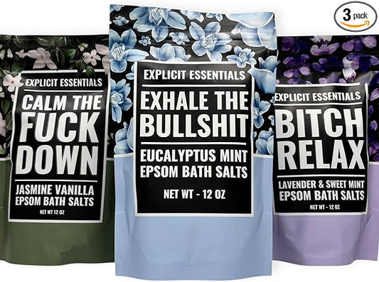 Calming Bath Salt Trio Gift Set Bundle for Women, Spa Gift Idea for Women
