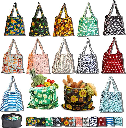RUIPBOTE12 Pack Reusable Grocery Bag, Foldable Shopping Bag, Large Capacity Gift Tote Bag, Storage Bag for Groceries