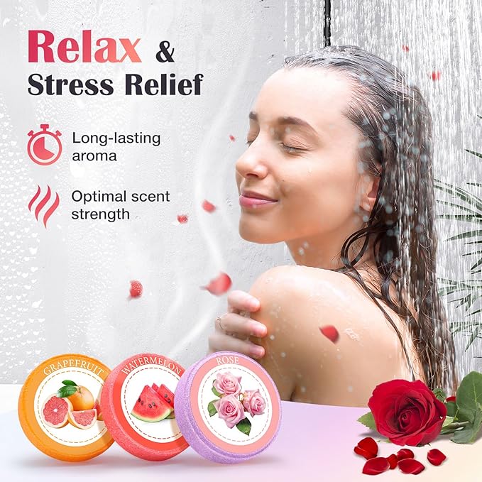 Shower Steamers Aromatherapy, Birthday Gifts for Women Teen Girls Mom, Christmas Stocking Stuffers White Elephant Gifts for Adults, Natural Essential Oil SPA Self Care Shower Bombs (8 Pack)