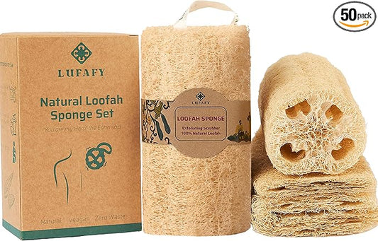 5‑Pack (6") Natural Loofah Sponge, Exfoliating Body Scrubber for Shower, Luffa Sponge, Bath & Kitchen – Plant-Based